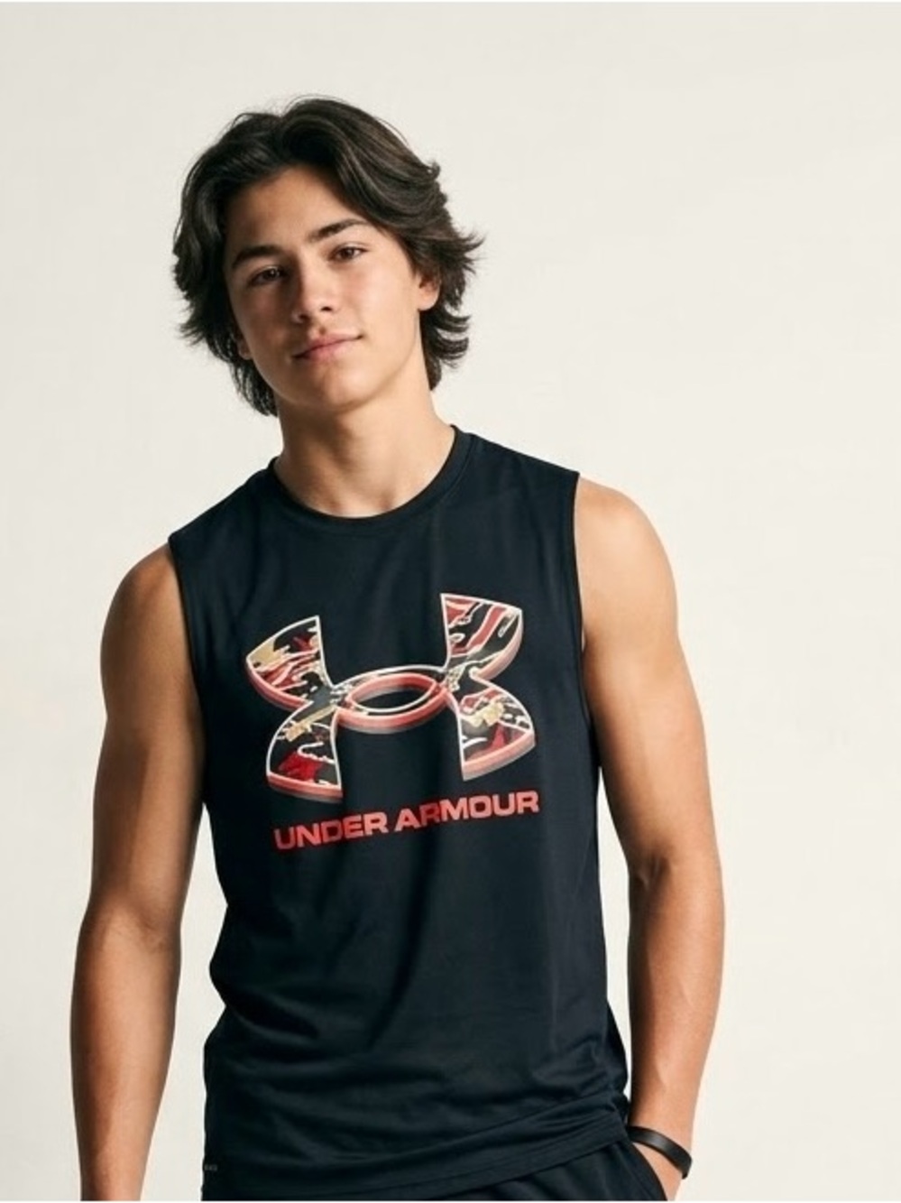 Under Armour Black Tank with Red Camo Logo